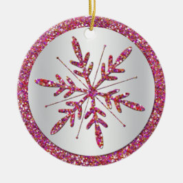 Rosa Snowflake Photo Quinceañera Keepsak Ornament