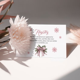 Rosa Snowflake Registry Card, Winter Möhippa Tilläggskort