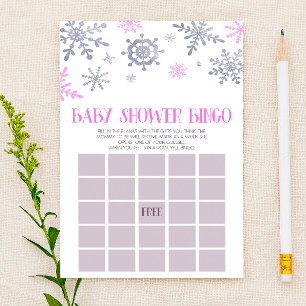 Rosa Snowflake Winter Bingo Baby Shower Game Brevpapper