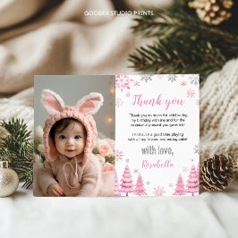 Rosa Snowflake Winter Birthday Photo Tack Kort