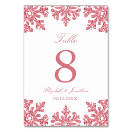 Rosa Snowflake Winter Wedding Bordsnummer