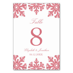 Rosa Snowflake Winter Wedding Bordsnummer