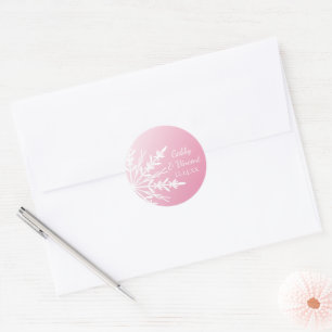 Rosa Snowflake Winter Wedding Kuvert Seals Runt Klistermärke