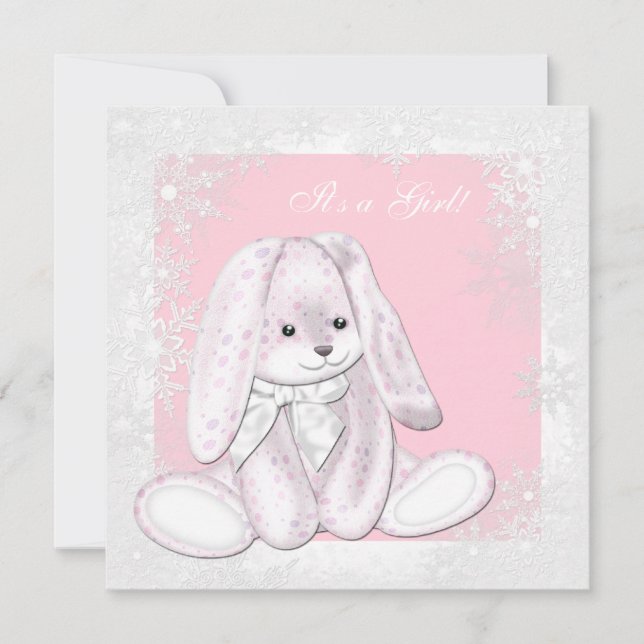 Rosa Snowflake Winter Wonderland Baby Shower Inbjudningar (Framsida)