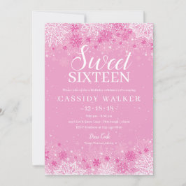 Rosa Snowflake Winter Wonderland Sweet sixteen Inbjudningar