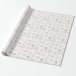 Rosa Snowflake Winter Wrapping Papper Presentpapper