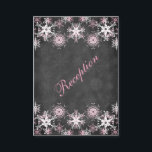 Rosa Snowy Chalkboard-Bröllop-visitkort Tilläggskort<br><div class="desc">Det här festliga och trendig svarta och vita skyltkortet LOOK bröllopsmottagningskort har lagrar av ljust rosa och vitt snöflingor på det som matchar den bröllopsinbjudan som visas nedan. Det skulle vara perfekt för ett vinterbröllop, jul bröllop eller möhippa, en vinterårsdag party eller en vintertid boll eller andra evenemang. Det är...</div>