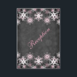 Rosa Snowy Chalkboard-Bröllop-visitkort Tilläggskort<br><div class="desc">Det här festliga och trendig svarta och vita skyltkortet LOOK bröllopsmottagningskort har lagrar av ljust rosa och vitt snöflingor på det som matchar den bröllopsinbjudan som visas nedan. Det skulle vara perfekt för ett vinterbröllop, jul bröllop eller möhippa, en vinterårsdag party eller en vintertid boll eller andra evenemang. Det är...</div>