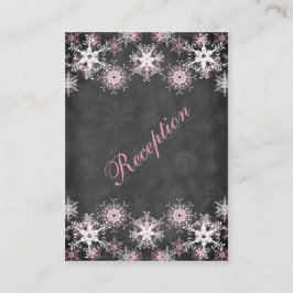 Rosa Snowy Chalkboard-Bröllop-visitkort Tilläggskort