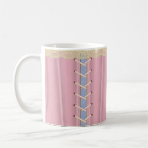 Rosa snürad korsett feminin kaffemugg