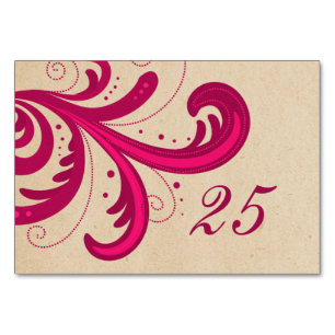 Rosa Snyggt Swirls Bord Card Bordsnummer