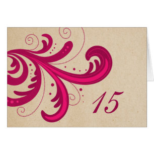 Rosa Snyggt Swirls Bordsnummer Card Hälsningskort