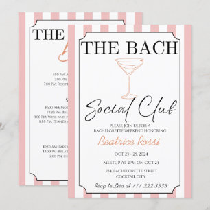 Rosa Social Land Klubb Bachelorette Helg Inbjudningar