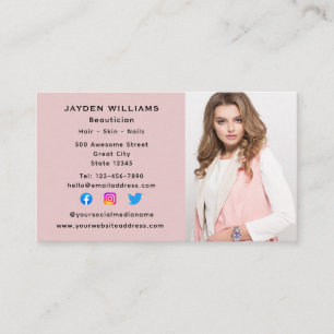 Rosa Social Media Beautician Cosmetolog Photo Visitkort