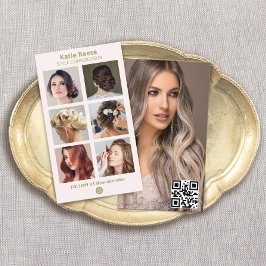 Rosa Social Media Photo Grid QR-kod - Instagram Visitkort