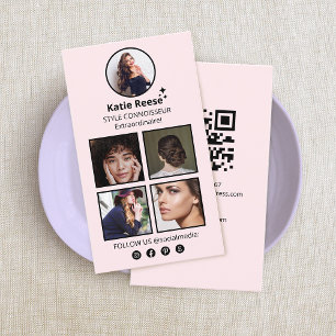 Rosa Social Media Photo Grid Visitkort