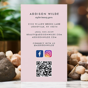 Rosa Sociala Medier Instagram Facebook QR-kod Visitkort