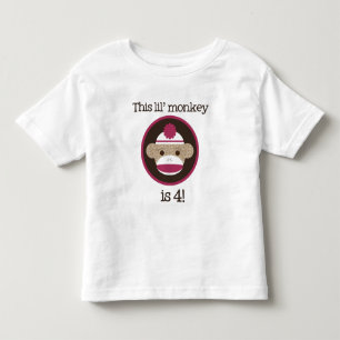 Rosa sock monkey: Fjärde födelsedagutslagsplats T-shirt