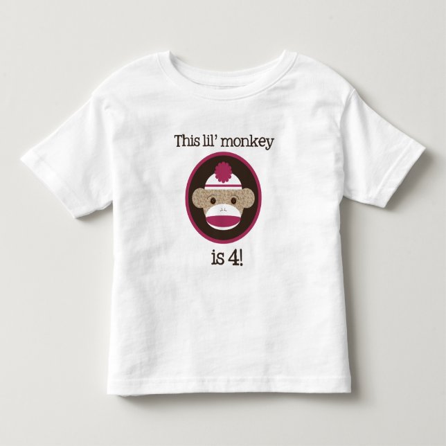 Rosa sock monkey: Fjärde födelsedagutslagsplats Tröja (Framsida)