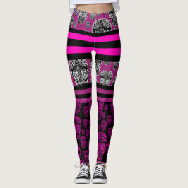 Rosa socker skalle randiga leggings