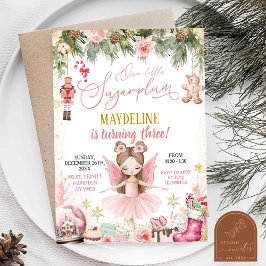 Rosa sockerdrottning ballerina jul födelsedagsflic inbjudningar