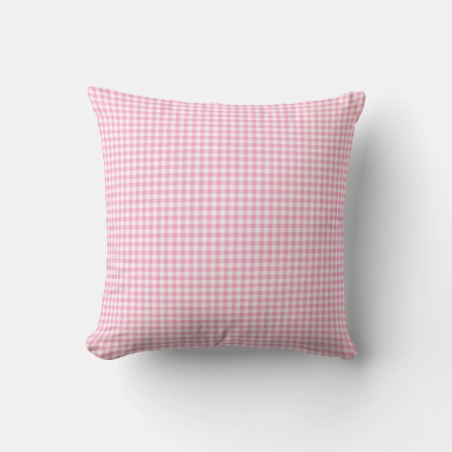 Rosa Soda Gingham Check Mönster Dekorativ kudde (Framsida)