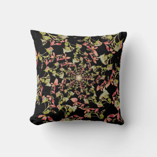 Rosa Soft grönt black Begonia fractal art art Kudde