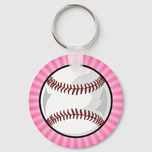 Rosa Softball Nyckelring