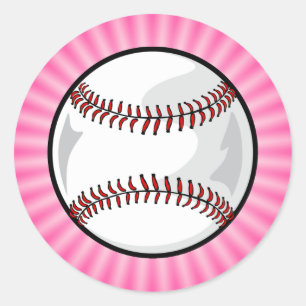 Rosa softball runt klistermärke