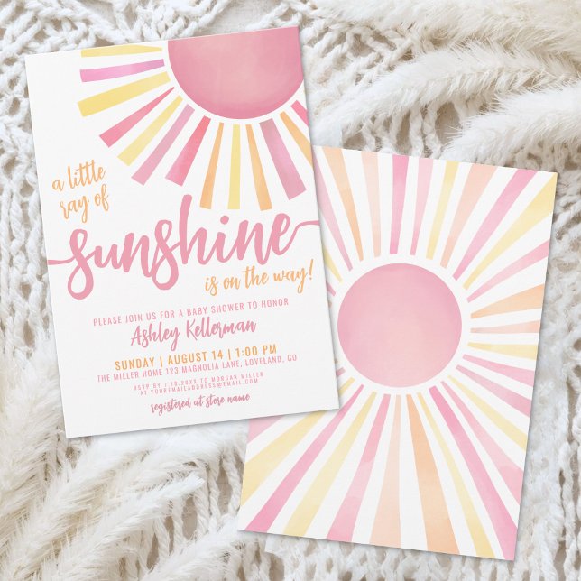 Rosa Sol Boho Baby Shower Inbjudan (Pink Sun Boho Baby Shower Invitation)