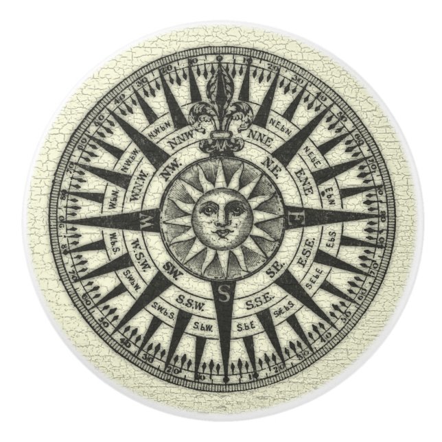 Rosa sol för vintagekompass knopp (Framsidan)