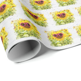 Rosa Solglasögon på solros Presentpapper