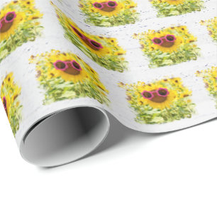 Rosa Solglasögon på solros Presentpapper