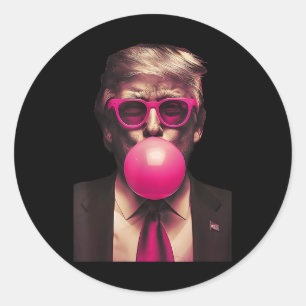 Rosa solglasögon Trump Bubble Gum skjorta rösta pr Runt Klistermärke