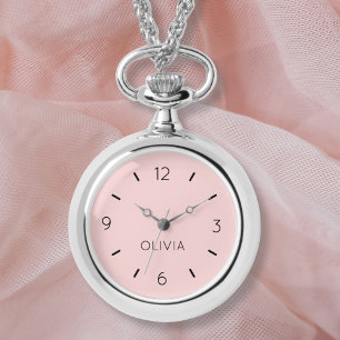 Rosa Solid Färg Custom Name Watch Armbandsur