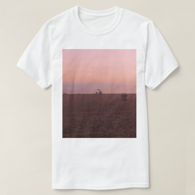 Rosa solnedgång i Newport strand T Shirt (Design framsida)