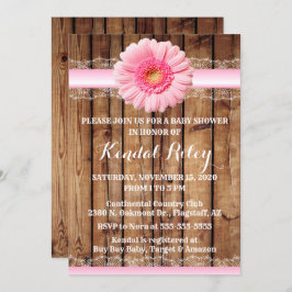 Rosa Solros Baby Shower Inbjudan