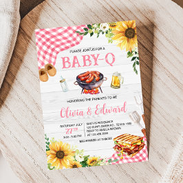 Rosa Solros BBQ Baby Shower Inbjudningar