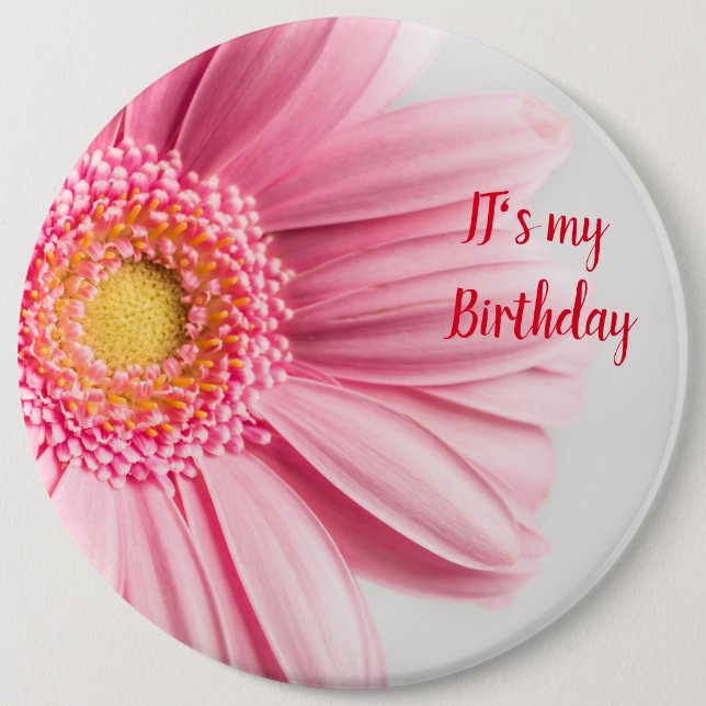 Rosa Solros Birthday Button Knapp (Framsida)