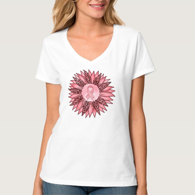 Rosa Solros Cancer Awareness Womens T-Shirt (Framsida)