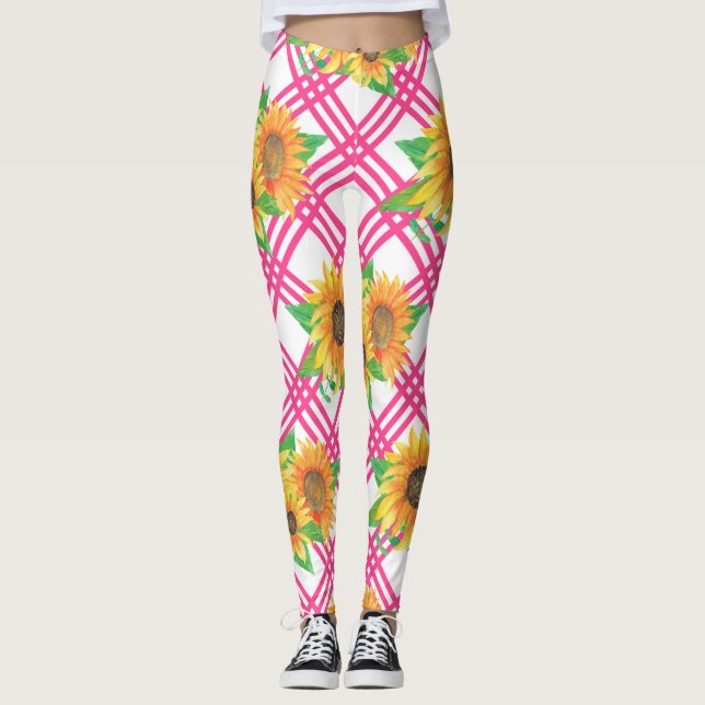 Rosa Solros Leggings (Framsida)