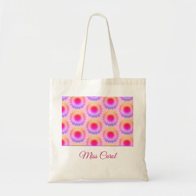 Rosa Solros Tote Bag Tygkasse (Framsidan)