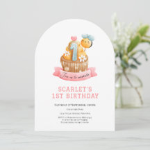 Rosa solskenscupcake 1-årsfest