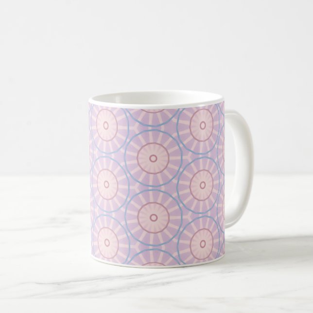 Rosa solstrålande geometri kaffemugg (Framsida höger)