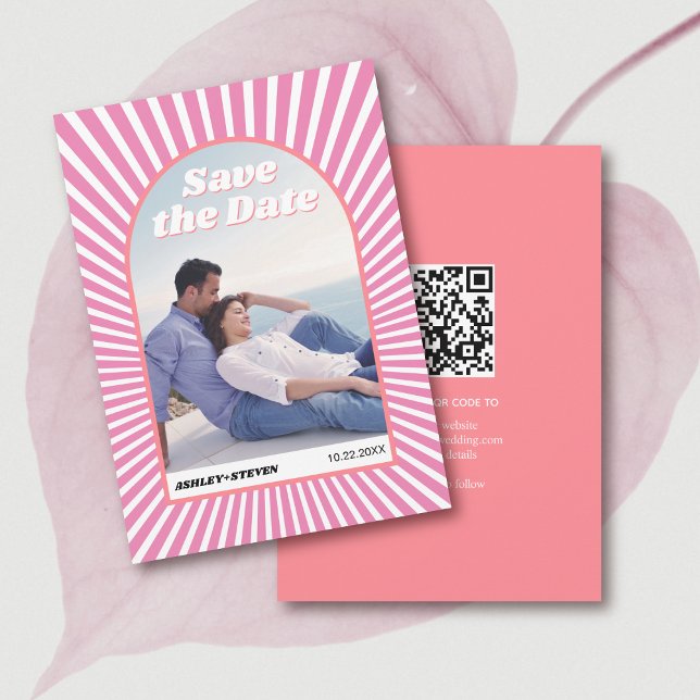 Rosa solstrålningsreflektor 70-talet inspirerade b spara datumet (Skapare uppladdad)