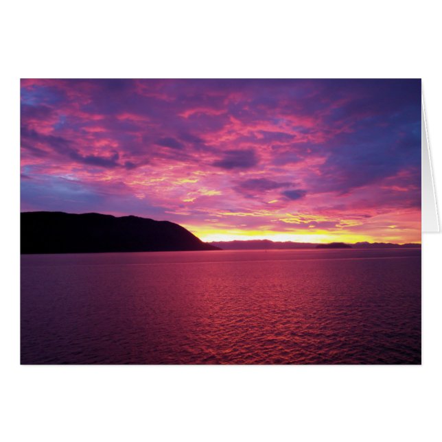 Rosa soluppgångskort hälsningskort (Framsidan Horizontal)