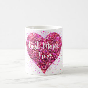 Rosa som sparkar glitter hjärta bäst mamma någonsi kaffemugg