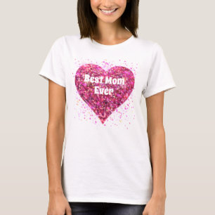 Rosa som sparkar glitter hjärta bäst mamma någonsi t shirt