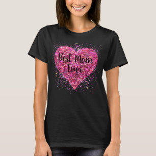 Rosa som sparkar glitter hjärta bäst mamma någonsi t shirt