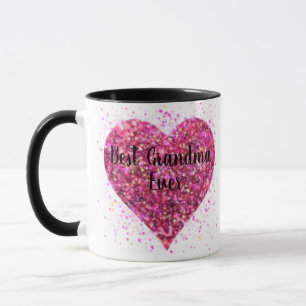 Rosa som sparkar glitter hjärta bäst mormor någons mugg